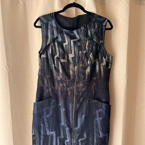 Avant-garde artistic print dress size 10 POCKETS- no tags, perfect condition